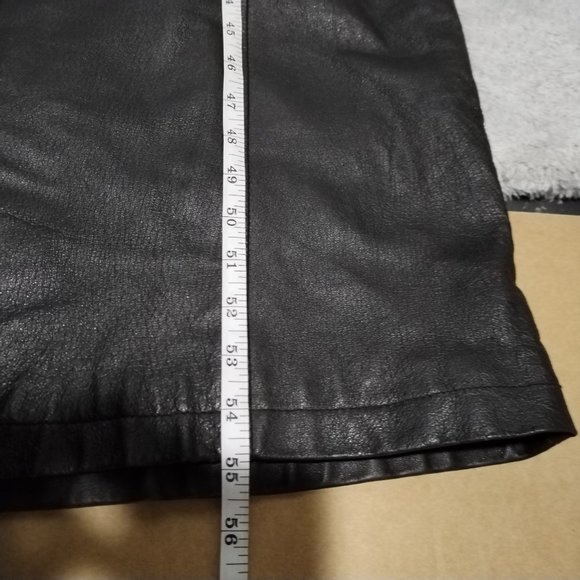 VTG C&A Jacket Women 14 Black Nappa Leather Trench Coat Long Leg Slit Steampunk - Picture 7 of 16